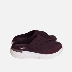 FitVille Wide Adjustable Slippers Wms 6 Extra Wide Burgundy Slip On Diabetic